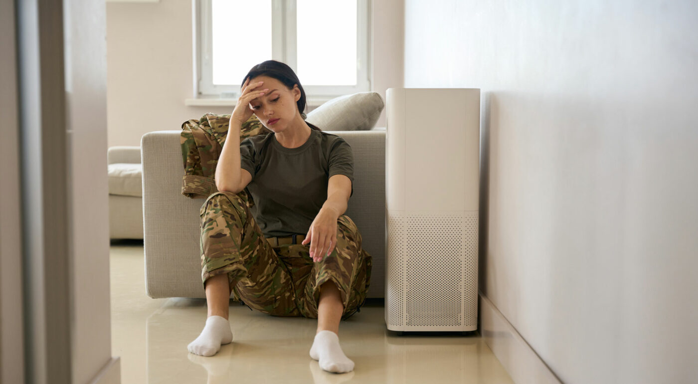 military woman depressed